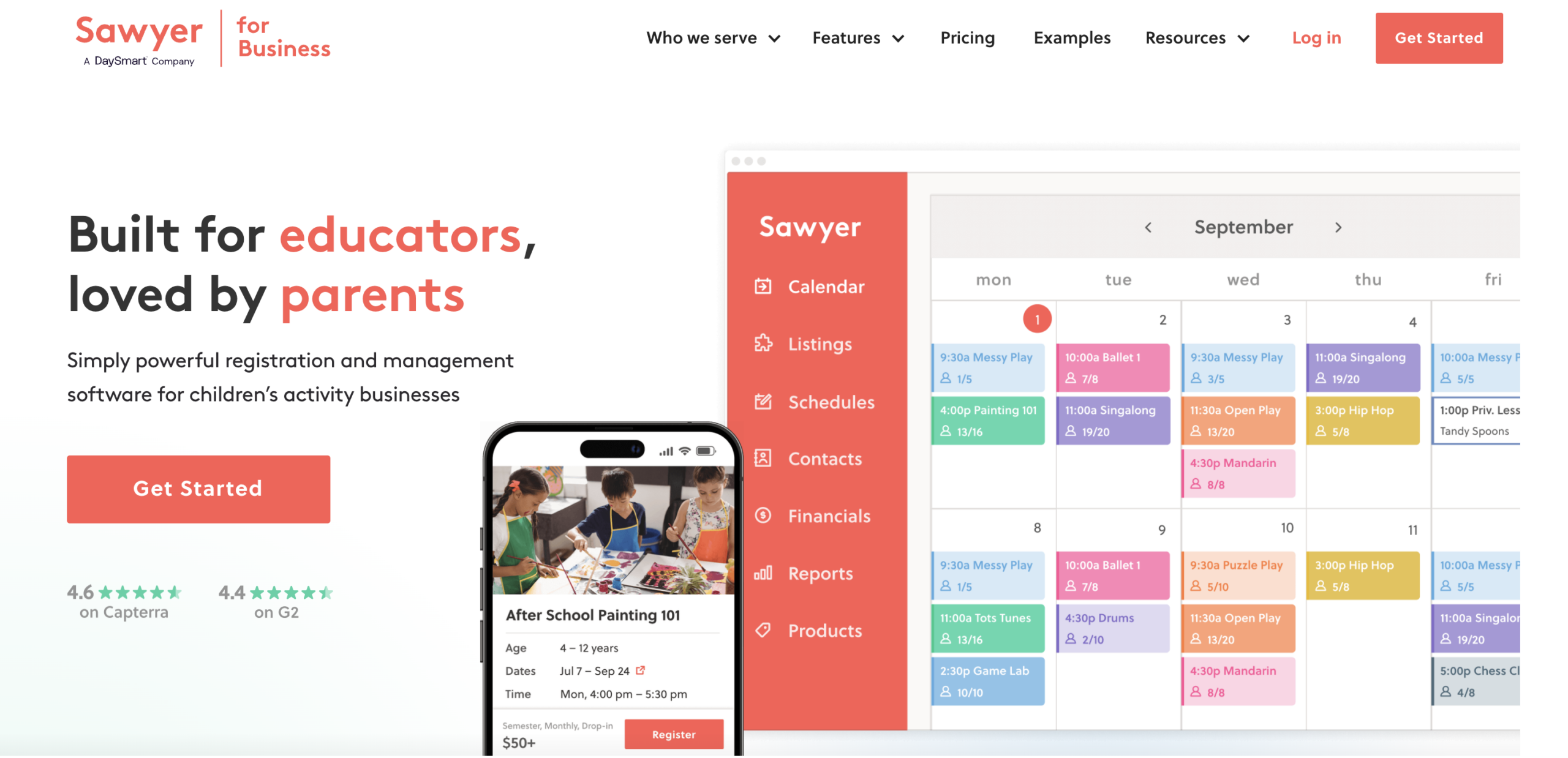 screenshot of Sawyer website homepage